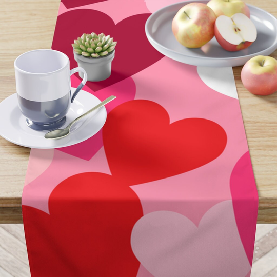 Pink & Red Hearts Table Runner Unique Home Decor Valentines Day Gift For The Gifts Mom Her