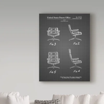 'Office Chair' Drawing Print on Wrapped Canvas