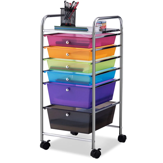 Costway 6 Drawer Rolling Storage Cart Tools Scrapbook Paper Office