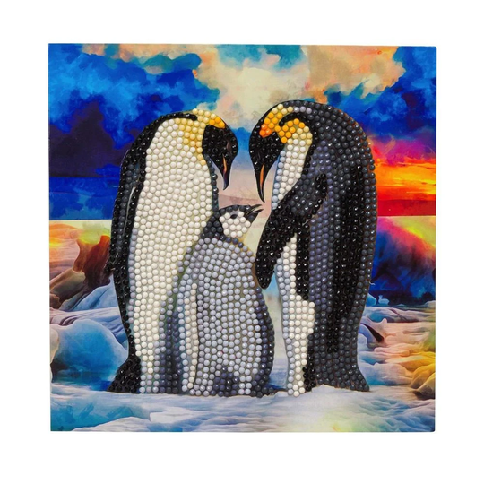 Penguin Family, 18x18cm Crystal Art Card
