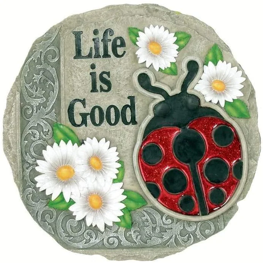 Life is Good Ladybug Decorative Garden Stone - Multi-Color