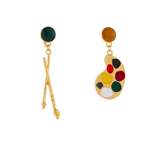 Paint Brush Colorful Paint Palette Dangle Earrings, Artist Color Earrings Morandi Birthday Gift Idea For Her