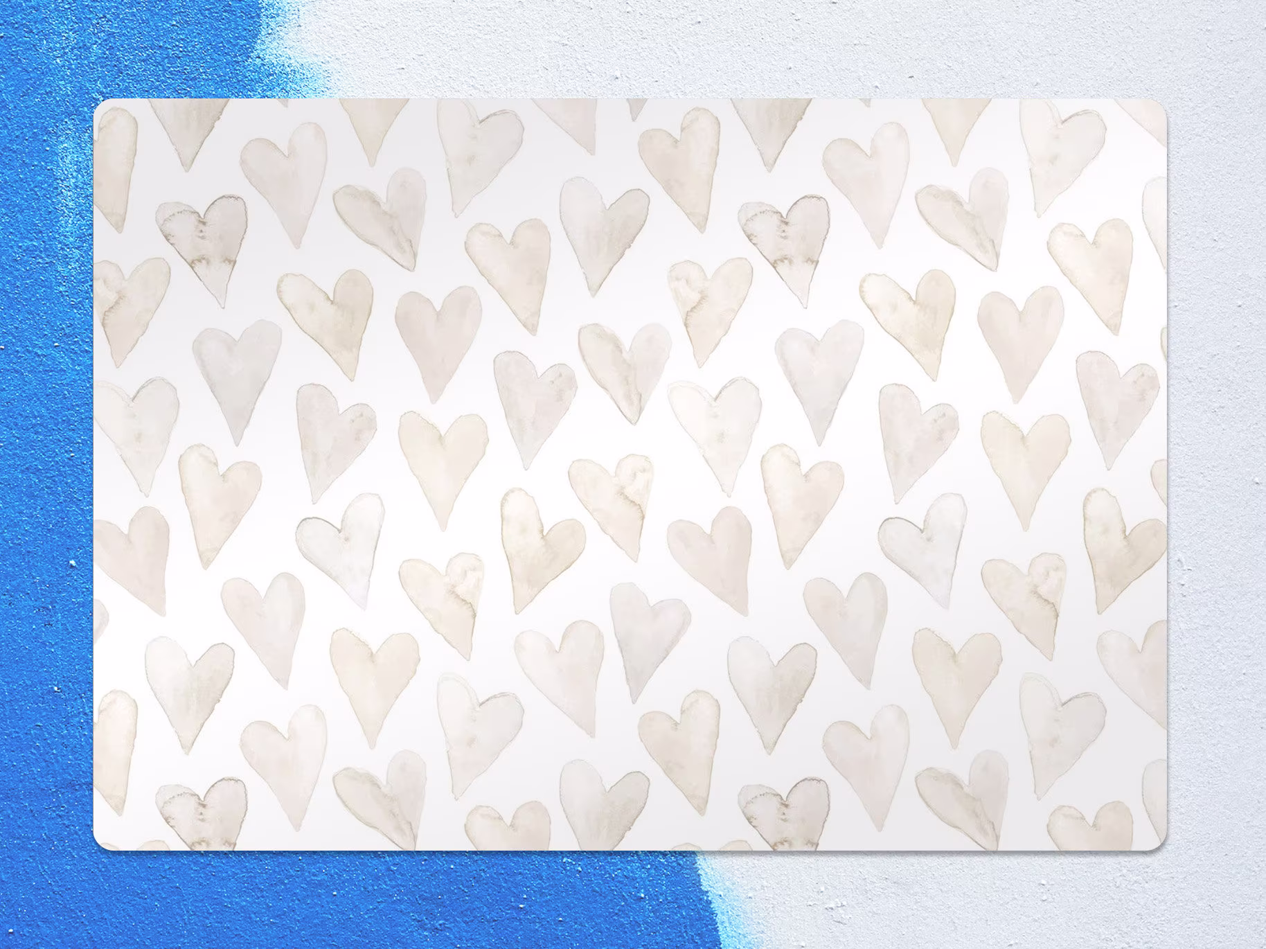 Subtle Hearts Chair Mat, Beige Protective White Splat Vinyl Floor Decorative Gift Idea, Splash Mat