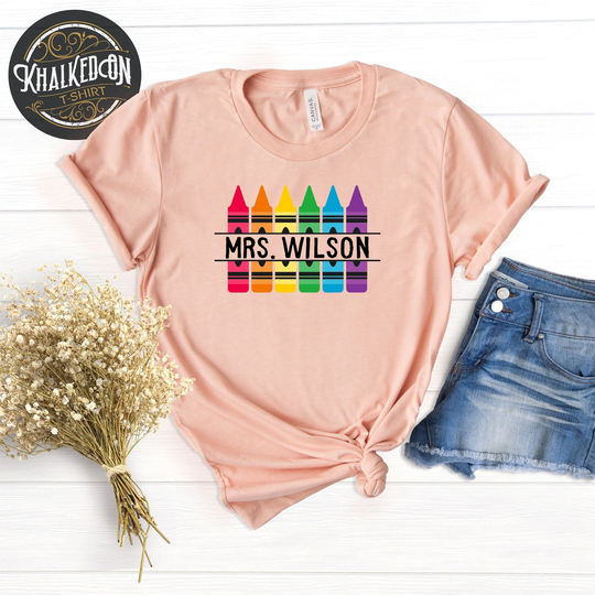 Personalized Pencil Teacher Shirt, Gift For Teacher, Custom Name Back To School T-Shirt