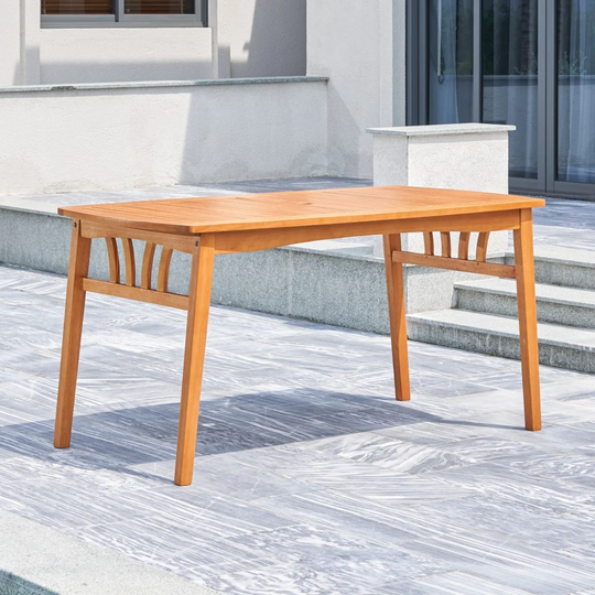 Natural Wood Dining Table with Sturdy Legs - 59" W x 32" D x 30" H