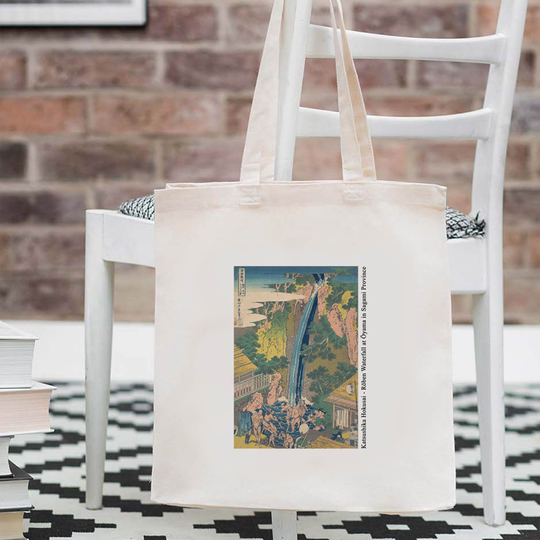 Mzshop - 100% Cotton Tote Bag Katsushika Hokusai Roben Waterfal Vintage Japanese Art Reusable Shopping Canvas