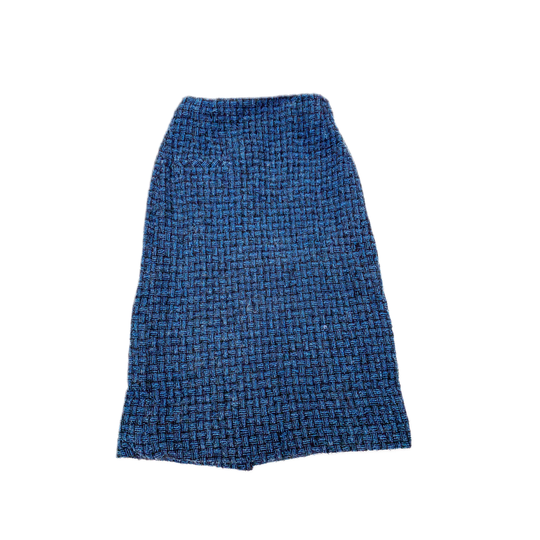 1950's Black & Blue Wool High-Waisted Pencil Skirt