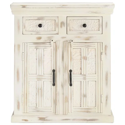 Rosalind Wheeler Sideboard White 25.6"X11.8"X29.5" Solid Mango Wood