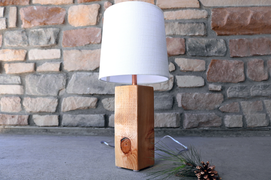 Rustic Modern Wood Table Lamp | Handmade Wooden Reclaimed Bedroom Side Farmhouse Cottage Decor Gift For Him Father's Day