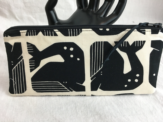 Grumpy Whale Slim Pencil Case, Glasses Crochet Hook Bag, Gadget Bag - Choose Color