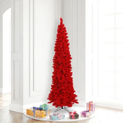 Flocked Red Fir Flocked Red Pencil Fir Artificial Christmas Tree