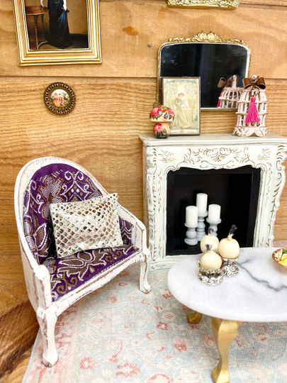 Dollhouse Chair, Miniature Victorian Shabby Chic, Furniture - Ooak 112