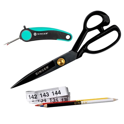Singer Proseries Measure, Mark, Cut & Rip Sewing Tool Set Includes 10 Inch Tailor Scissors, Seam Ripper And Tape Measure