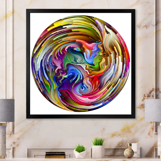 Designart 'Circle Colorful Liquid Color X' Modern Framed Art Print