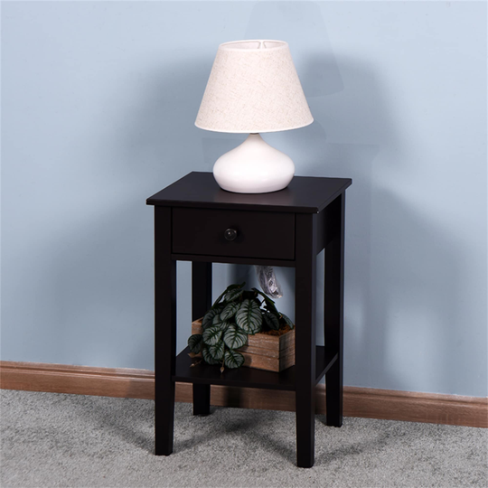 End Table Floor-standing Storage Table with a Drawer, Brown