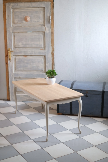 Solid Oak Coffee Table With Or Without Renewed Cabriole Legs, Reclaimed Table, White Top, Board