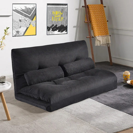 Sofa Bed Adjustable Folding Futon Sofa with Two Pillows