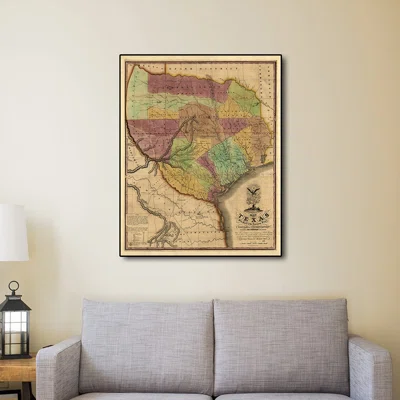 Texas and Surroundings C1837 Vintage Map Poster - Picture Frame Graphic Art