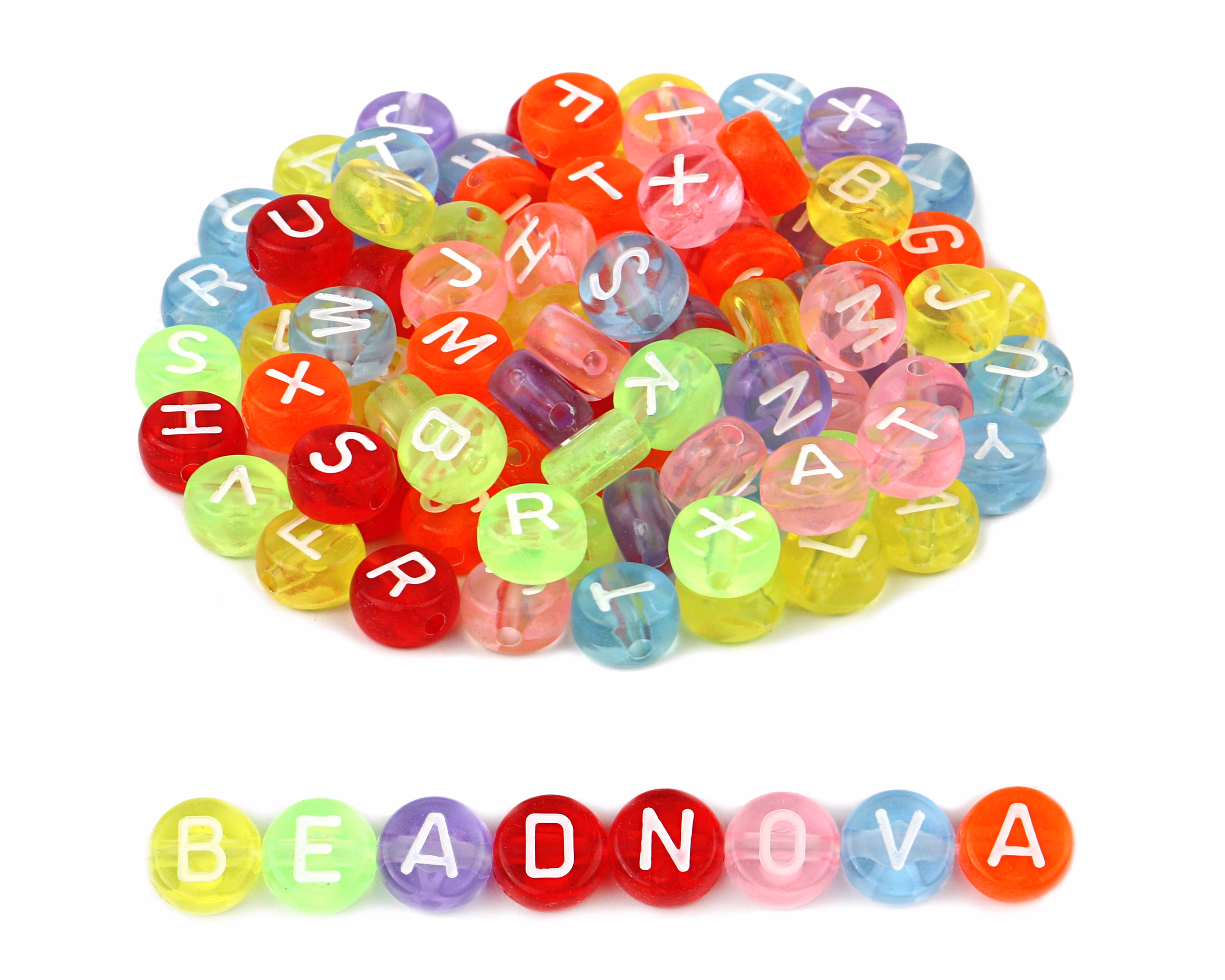 Translucent Jelly Color Abc Alphabet Letter Beads Acrylic Flat Round Name Initial Words Bracelet Pony Spacer Assorted Mixed A-Z