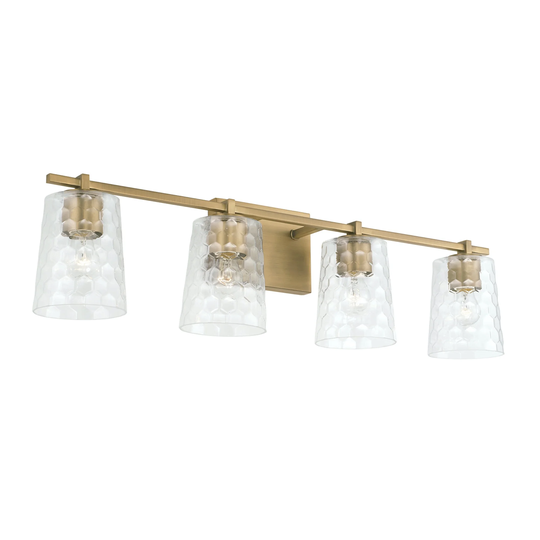 4-light 32.75-inch Bath/ Vanity Fixture w/ Clear Honeycomb Glass