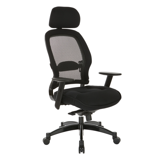 Professional Deluxe Black Breathable Mesh Office Chair with Adjustable Headrest and Mesh Seat.