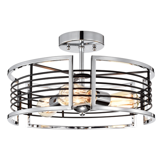 3-light Chrome Semi-Flush Mount
