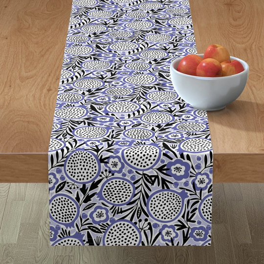 Abstract Pomegranate Table Runner - Large By Presuttidesign Periwinkle Lavender Cotton Sateen Spoonflower