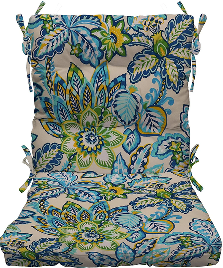 Rsh Décor Indoor Outdoor Tufted High Back Chair Cushion - Copeland Caribe Blue Floral