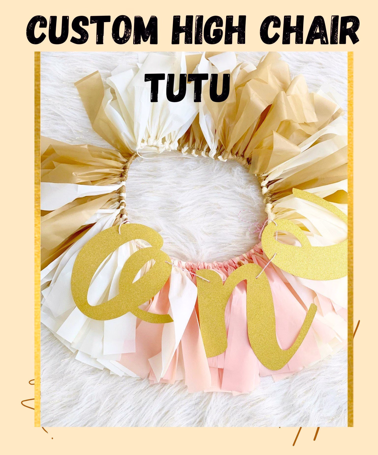 Custom High Chair Banner /Custom Tutu/1st Birthday/ Onederful/ Cake Smash/ Skirt For Chair/Neutral Highchair Banner/No Diy