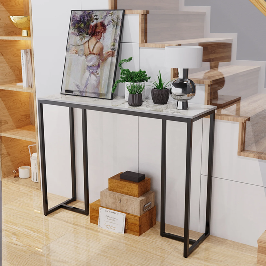 Long Modern Console Entry Table Sintered Stone Console Table for Foyer - 39"L x 12" W x 31" H