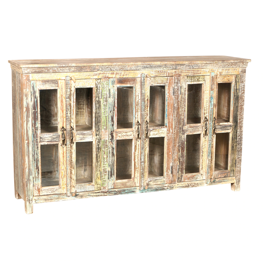 Lexington 6-Door Glass Sideboard, Vintage White
