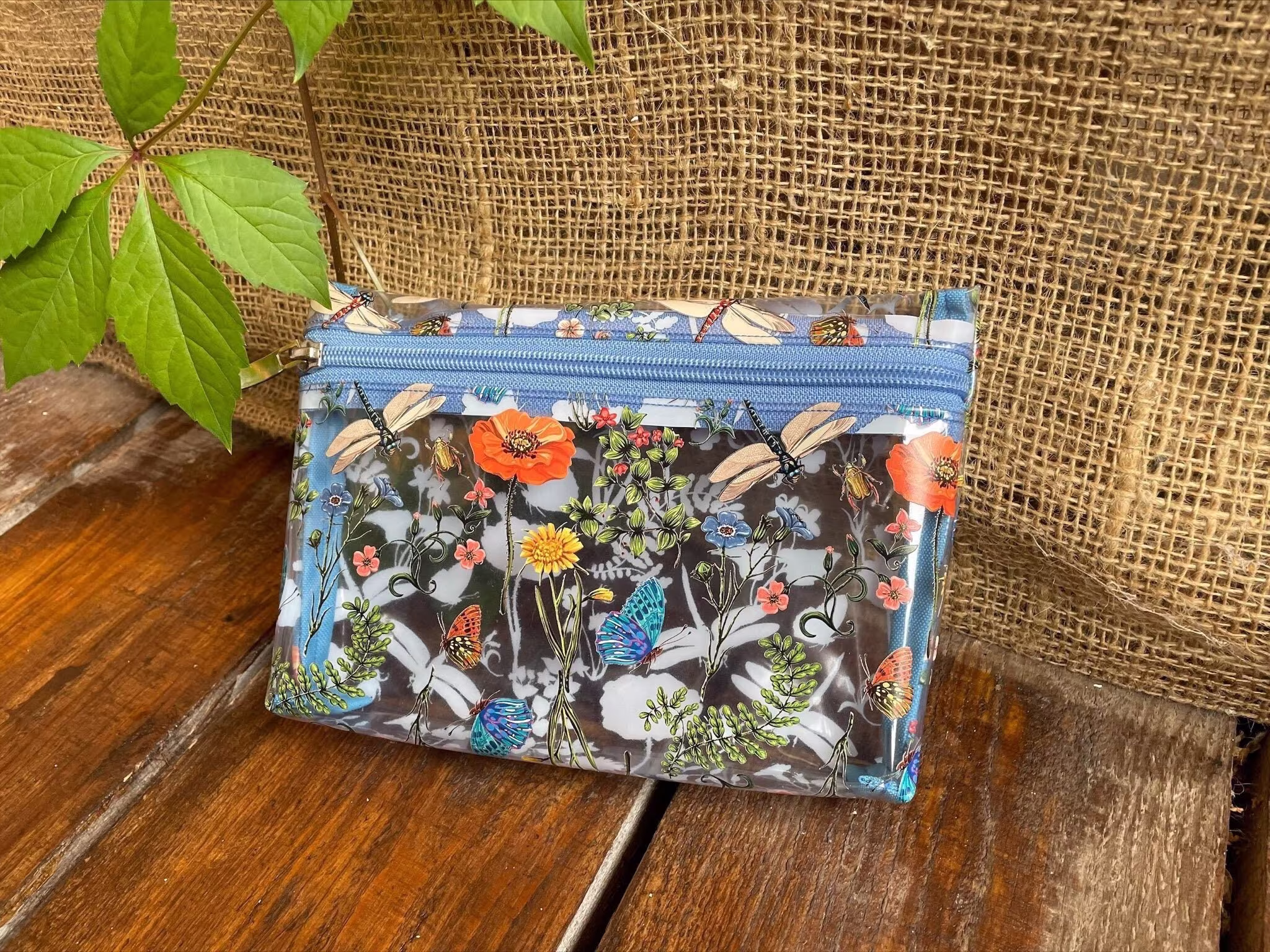 Wildflowers Makeup Bag Transparent Waterproof Pouch Floral Cosmetic Girl Gift Pencil Case Zipper