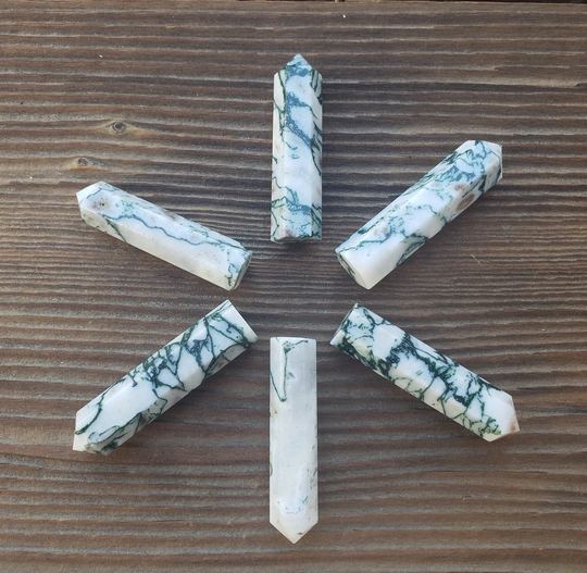 Natural Tree Agate Single Terminated Gemstone Crystal Pencil Point | One