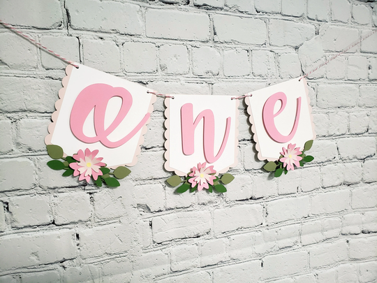 Floral High Chair Banner. Highchair Garland. First Birthday. Birthday Decorations. Party Decor. Backdrop