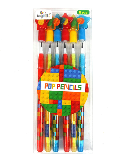 6 Pcs Building Brick Multi Point Pencils