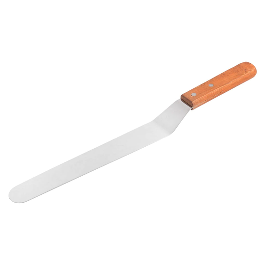 Bakery Wooden Handle Stainless Steel Scraper Chocolate DIY Spatula - Silver,Wood Color - 14.4" x 1.3"(L*W)