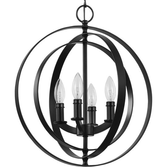 Equinox Collection Black Four-Light Sphere Pendant - 19.690" x 18.110" x 7.090"