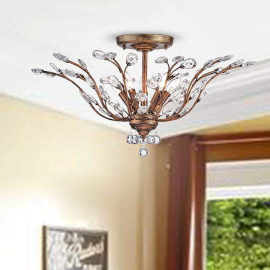 Alcyone 5 - Light Semi Flush Mount - Black Brushed Gold