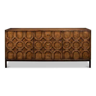 Becket 74'' Wide 3 Drawer Pine Wood Sideboard