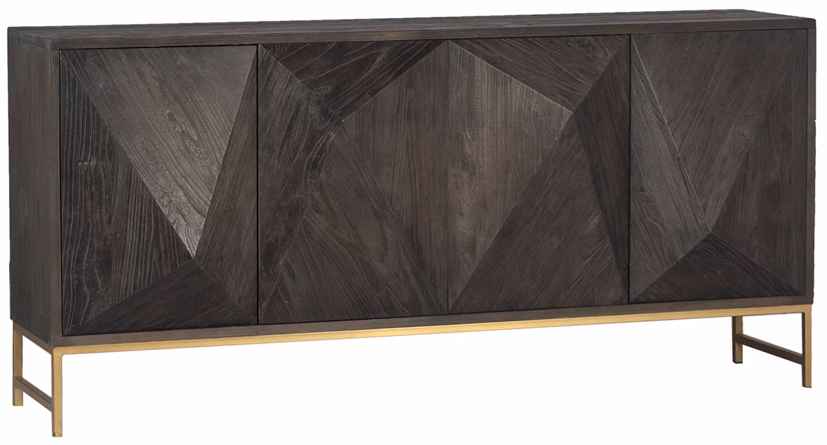 Beautiful Elm Wood W/Design Front Sideboard With Iron Base From Terra Nova Designs Los Angeles