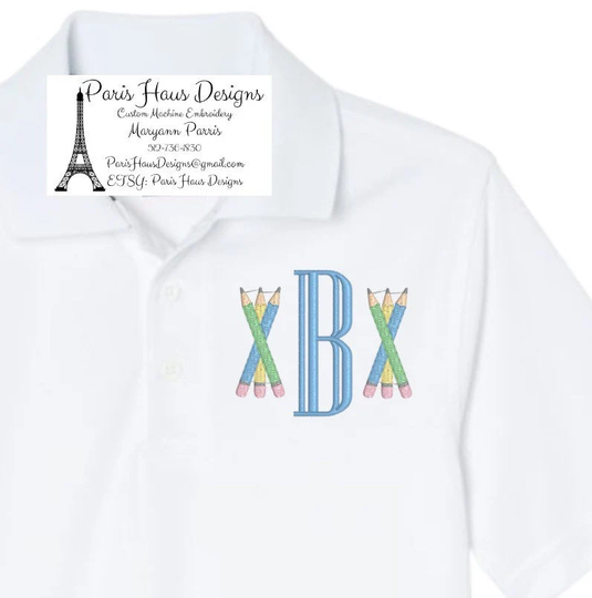 Boys Pencil Monogram Polo Design