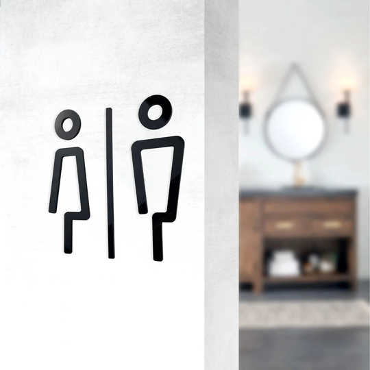 Unisex Bathroom Sign - Restroom Signs For Business All Gender Bathrooms Door Signage Toilet Room Decor Wc Doors