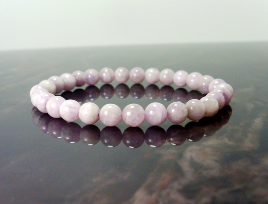 Natural Kunzite Bracelet 6 Mm, Gemstone Bracelet, Spodumene Beaded For Women Or Girl, Gift Her +Gift Bag