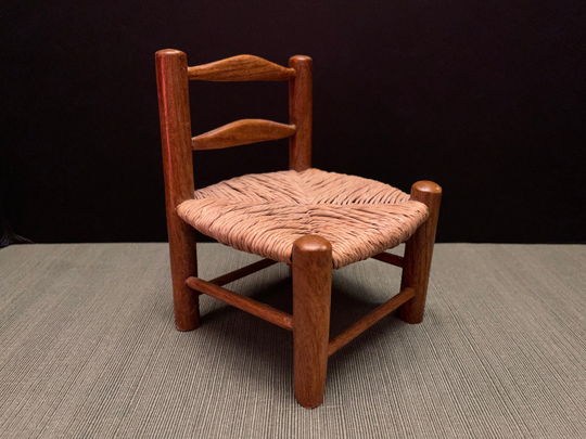 Early American Style Doll Chair - 7" X 5.5" Wood With Woven Seat Children's Doll Furniture Rustic Primitive Farmhouse