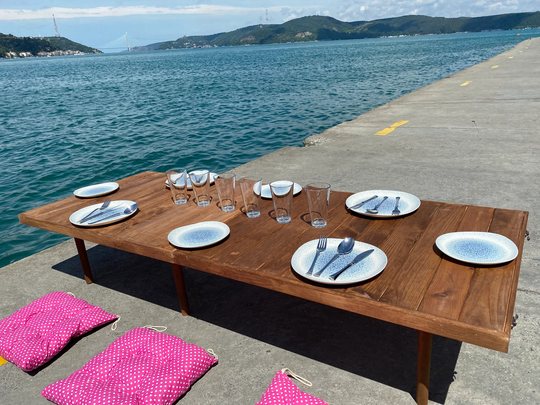 28x71 H 13/20 Inc, Boho Large Table, Wooden Picnic Camp, Folding Patio Foldable Table