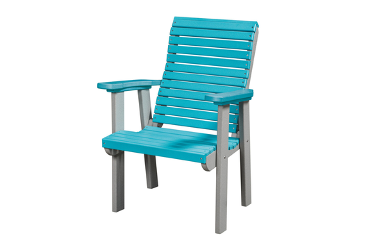 Dutchcrafters Horizontal Slat High Roll Back Poly Patio Chair - Choose Your Colors Amish Made in Usa