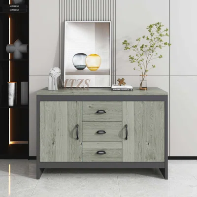 Barnwood Wood Sideboard With 2 Doors And 3 Drawers