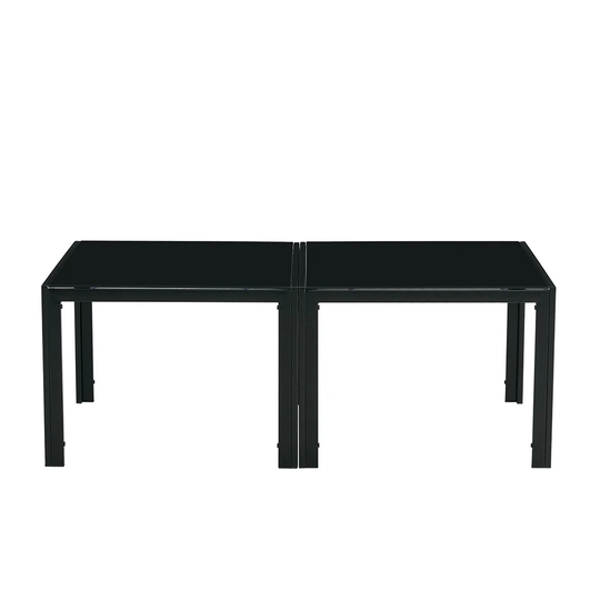 2pcs Coffee Table, Modern Square Table with Tempered Glass Finish