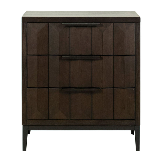 Emilia Pine Modern 3-Drawer Storage Nightstand, Medium Brown