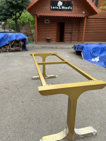 Brushed Gold T Shape Steel Table Legs, Metal Modern Design Dining Legs Order